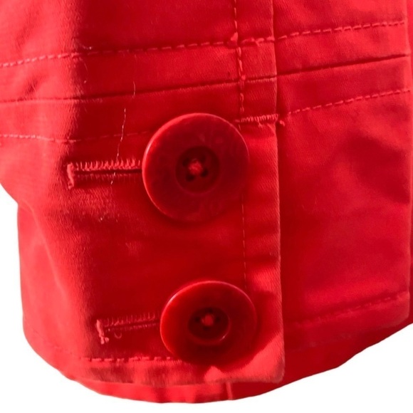 LL Bean Trench Jacket Double Breasted Peacoat Red Belted 100% Cotton MEDIUM - Picture 3 of 14